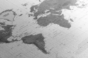 Obraz nádherná mapa sveta v čiernobielom prevedení