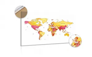 Obraz na korku mapa sveta vo farbách
