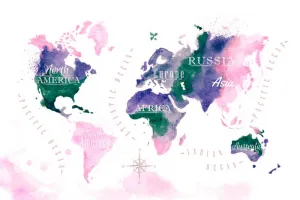 Obraz na korku mapa sveta v akvarelovom prevedení