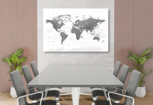 Obraz nádherná mapa sveta v čiernobielom prevedení