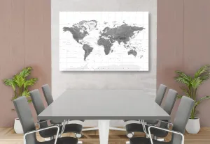 Obraz nádherná mapa sveta v čiernobielom prevedení