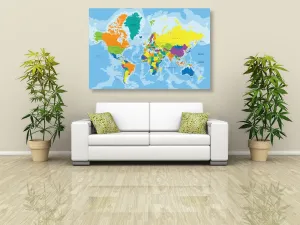 Obraz na korku farebná mapa sveta