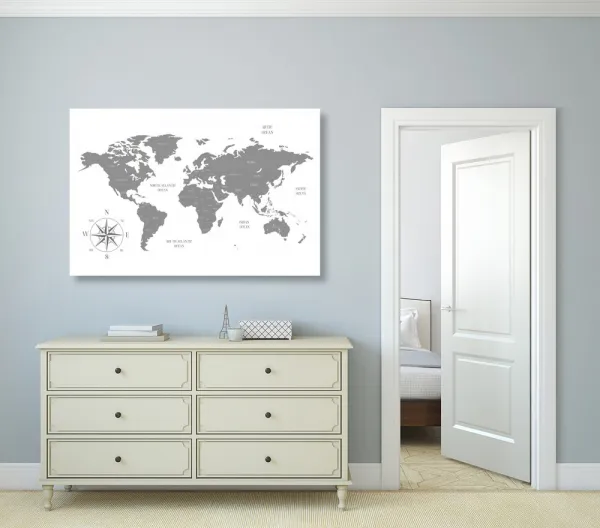 Obraz decentná mapa v šedom prevedení