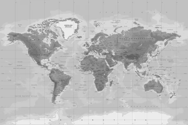 Obraz nádherná čiernobiela mapa sveta
