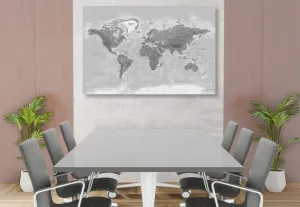 Obraz na korku nádherná čiernobiela mapa sveta