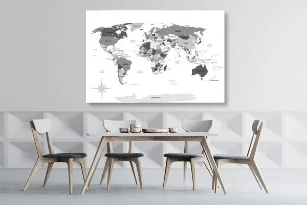 Obraz na korku čiernobiela mapa s modrým kontrastom