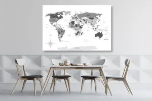 Obraz na korku čiernobiela mapa s modrým kontrastom