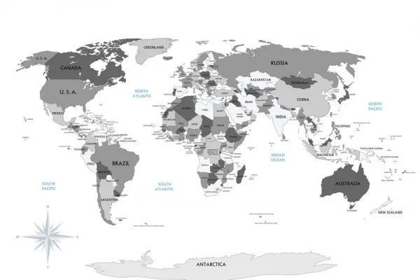 Obraz na korku čiernobiela mapa s modrým kontrastom