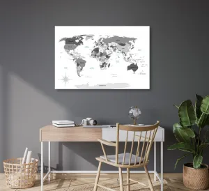 Obraz na korku čiernobiela mapa s modrým kontrastom