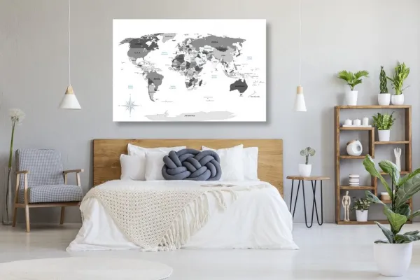 Obraz na korku čiernobiela mapa s modrým kontrastom
