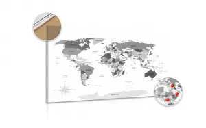 Obraz na korku čiernobiela mapa s modrým kontrastom