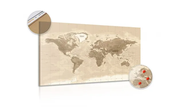 Obraz na korku nádherná vintage mapa sveta