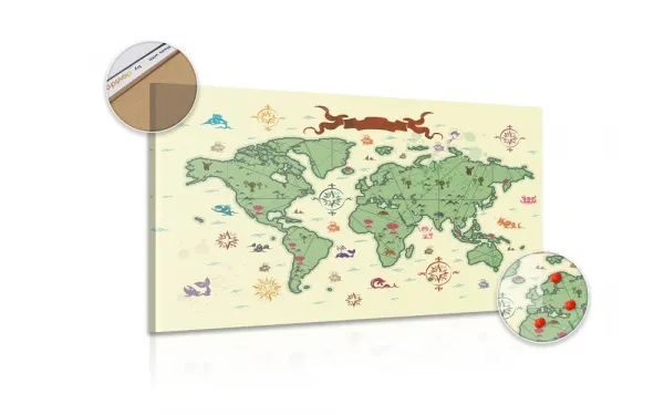 Obraz na korku originálna mapa sveta