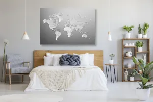 Obraz čiernobiela mapa sveta v originálnom prevedení
