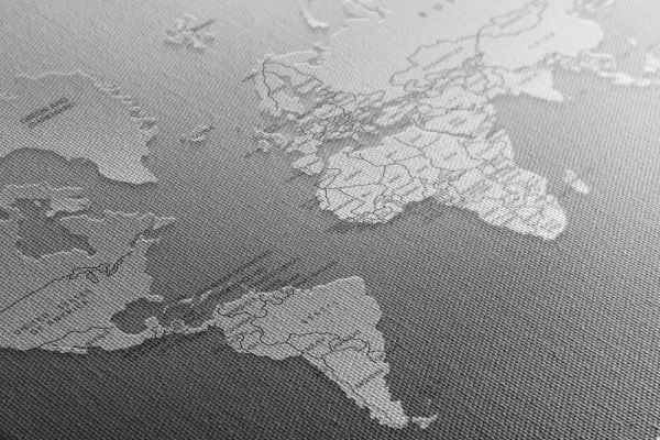 Obraz čiernobiela mapa sveta v originálnom prevedení