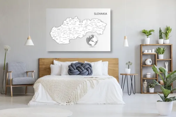 Obraz čiernobiela mapa Slovenskej republiky