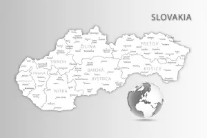 Obraz čiernobiela mapa Slovenskej republiky