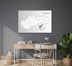 Obraz čiernobiela mapa Slovenskej republiky