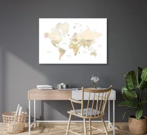 Obraz mapa sveta s vintage prvkami