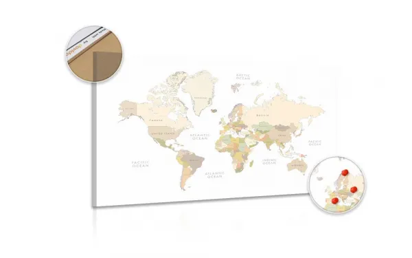 Obraz na korku  mapa sveta s vintage prvkami
