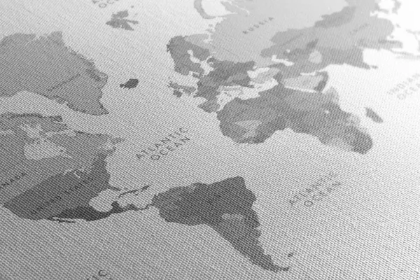 Obraz čiernobiela mapa sveta vo vintage vzhľade