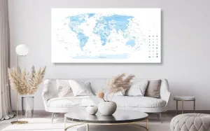 Obraz na korku detailná mapa sveta v modrej farbe