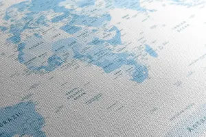 Obraz na korku detailná mapa sveta v modrej farbe