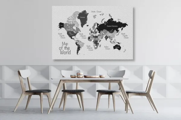 Obraz na korku štýlová čiernobiela mapa
