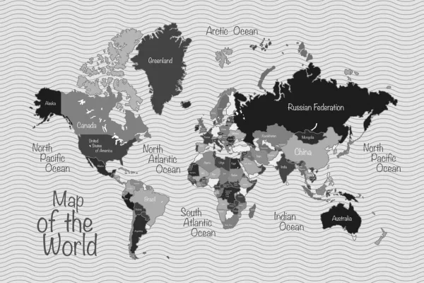 Obraz na korku štýlová čiernobiela mapa
