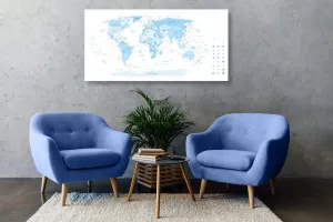 Obraz na korku detailná mapa sveta v modrej farbe