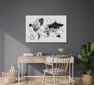 Obraz na korku štýlová čiernobiela mapa