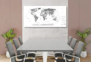 Obraz na korku detailná mapa sveta v čiernobielom prevedení