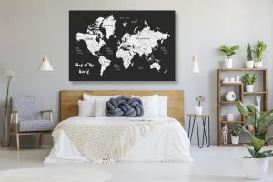 Obraz čiernobiela jedinečná mapa sveta