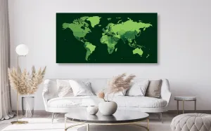 Obraz na korku detailná mapa sveta v zelenej farbe