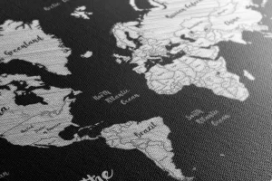 Obraz čiernobiela jedinečná mapa sveta