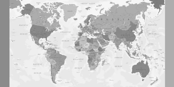 Obraz podrobná mapa sveta v čiernobielom prevedení