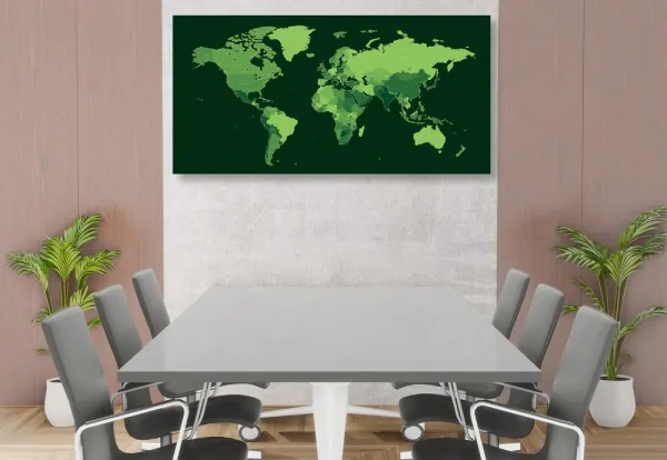 Obraz na korku detailná mapa sveta v zelenej farbe