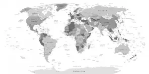 Obraz čiernobiela mapa s názvami