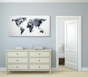 Obraz na korku polygonálna mapa sveta v čiernobielom prevedení