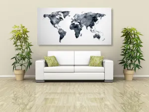 Obraz na korku polygonálna mapa sveta v čiernobielom prevedení