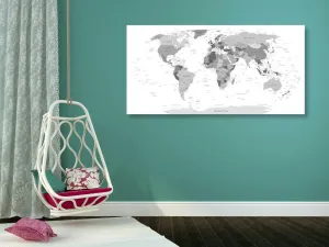 Obraz čiernobiela mapa s názvami