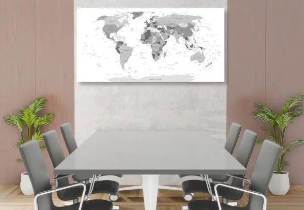 Obraz na korku čiernobiela mapa s názvami