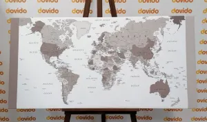 Obraz podrobná mapa sveta v čiernobielom prevedení