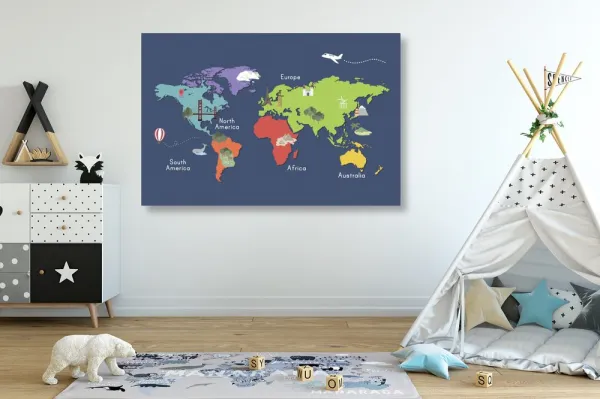 Obraz na korku  mapa sveta s dominantami