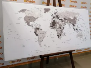 Obraz čiernobiela mapa s názvami