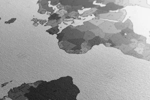 Obraz na korku detailná mapa sveta v čiernobielom prevedení