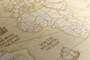 Obraz mapa sveta s loďkami