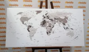 Obraz čiernobiela mapa s názvami