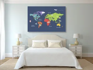 Obraz na korku  mapa sveta s dominantami