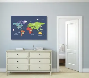Obraz na korku  mapa sveta s dominantami